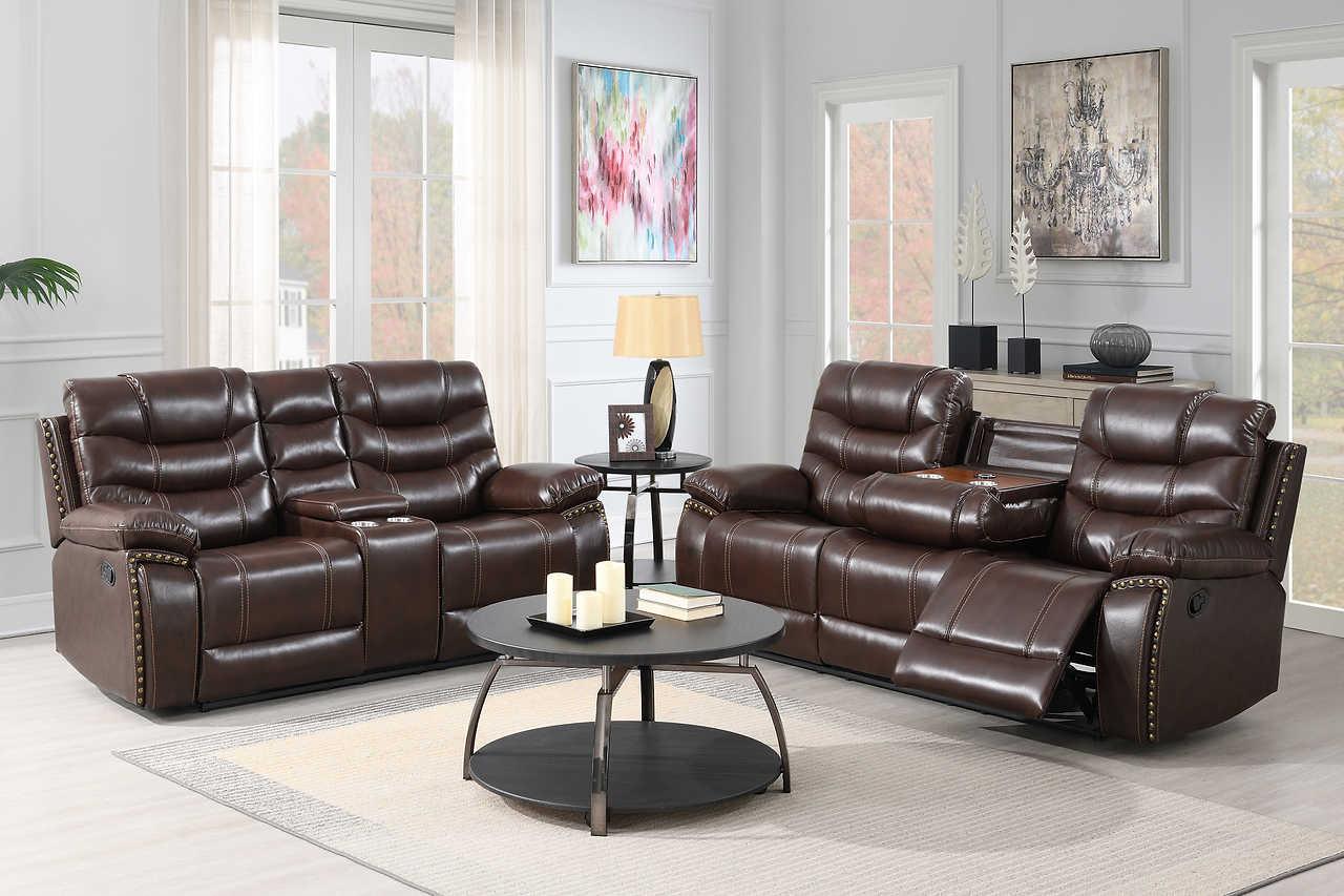Delmar Brown Air Leather 3-Piece Reclining Set