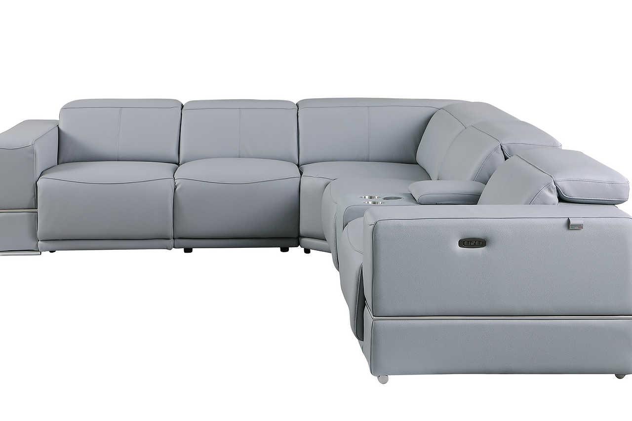 Franco Light Blue 6-Piece 2 Power Reclining Sectional