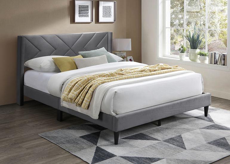 Dona Charcoal Upholstered Panel Full Bed