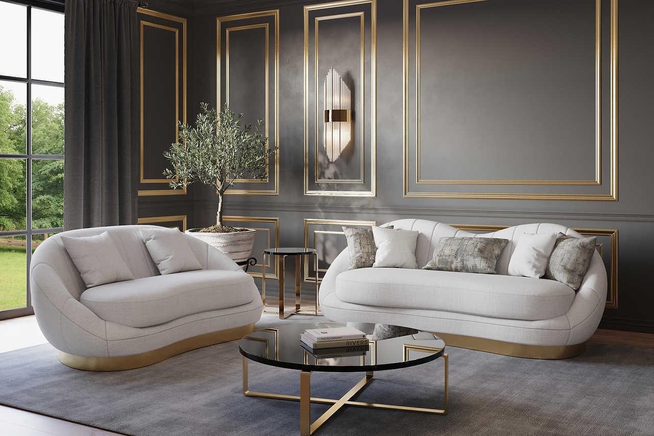 Olena Ivory 2-Piece Living Room Set