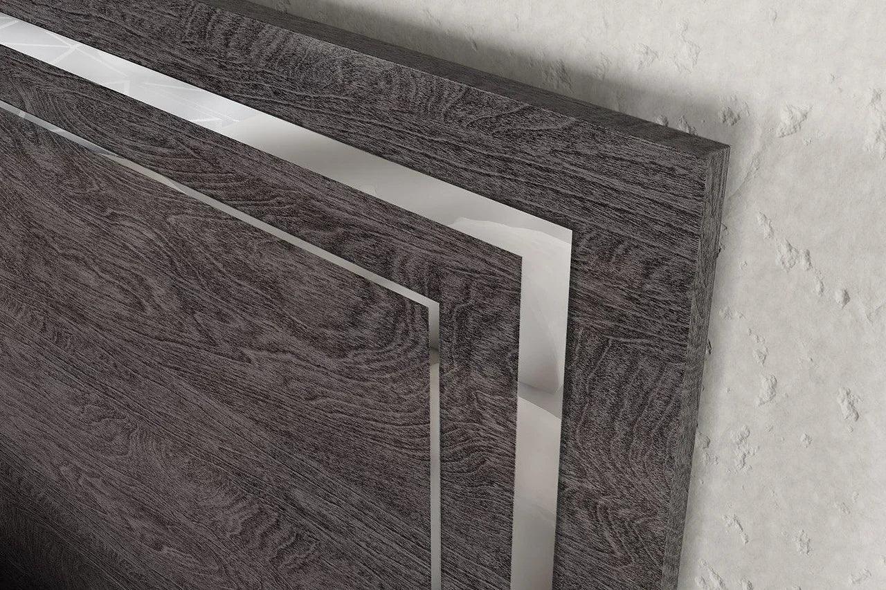 Sarah Grey Contemporary Modern High Gloos Lacquer Metallic Accents Extra Nightstand - Ella Furniture