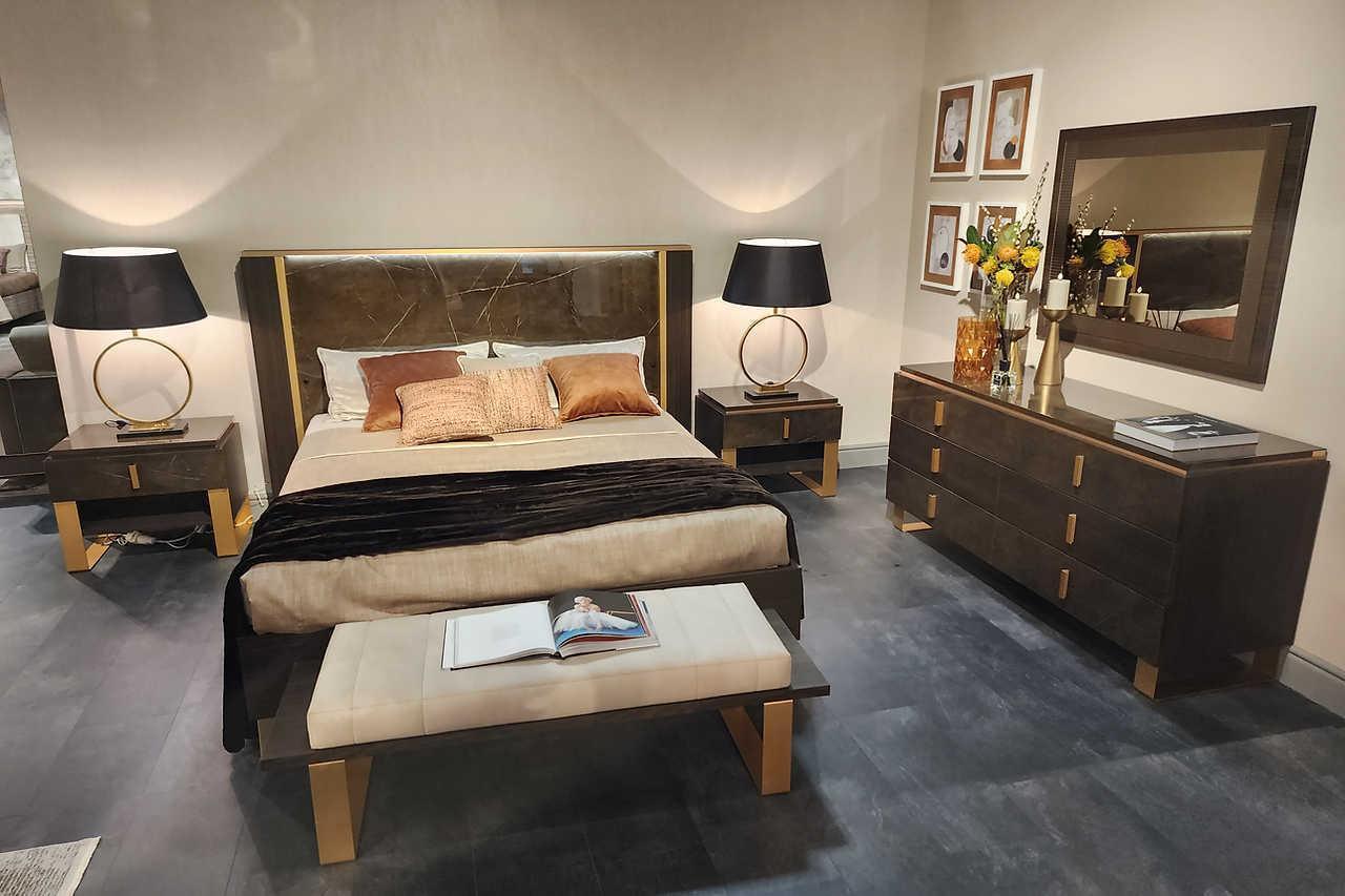 Essenza Brown LED Italian Bedroom Set