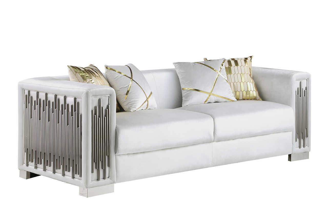 Token White Modern Velvet Sofa & Loveseat - Ella Furniture
