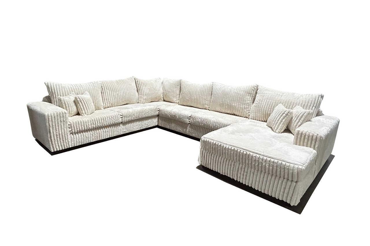 Texan Ivory Corduroy Ottoman