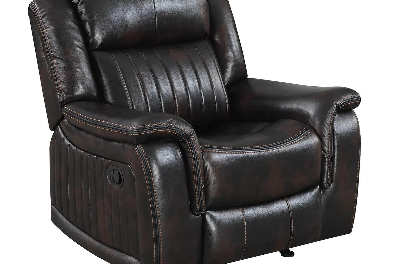 Lavon Brown Modern Wood, Engineered Wood Faux Leather Upholstered 3Pcs Livingroom Set - Ella Furniture