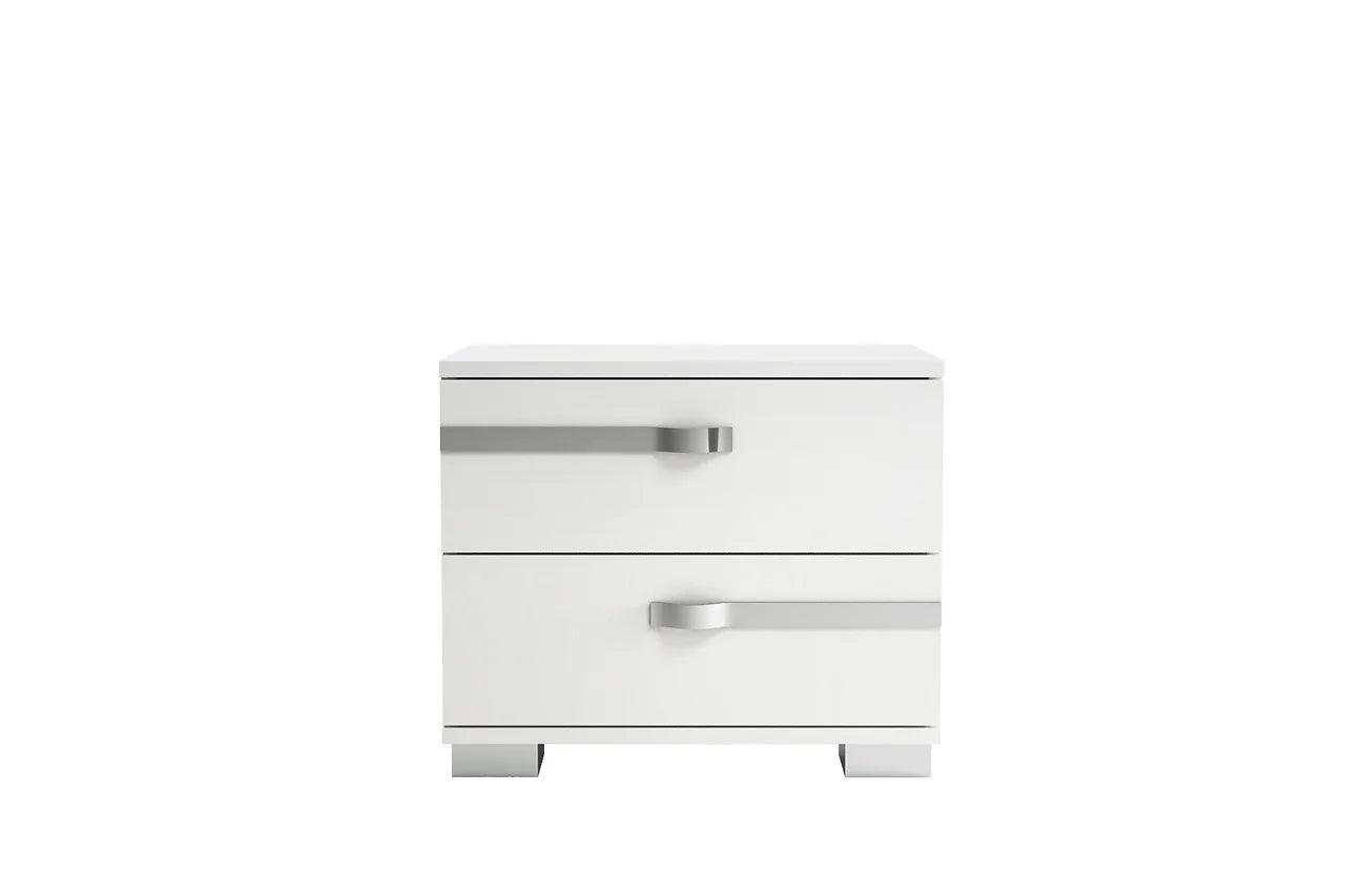 Dream Rombi White Modern Contemporary Marble Top Solid Wood Fabric Panel Bedroom Set - Ella Furniture