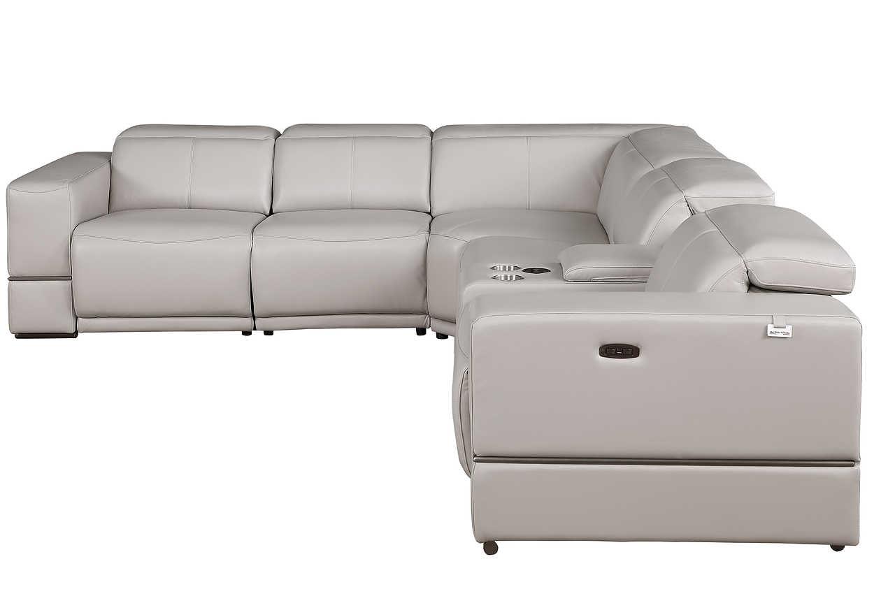 Franco Light Gray 6-Piece 3 Power Reclining Sectional