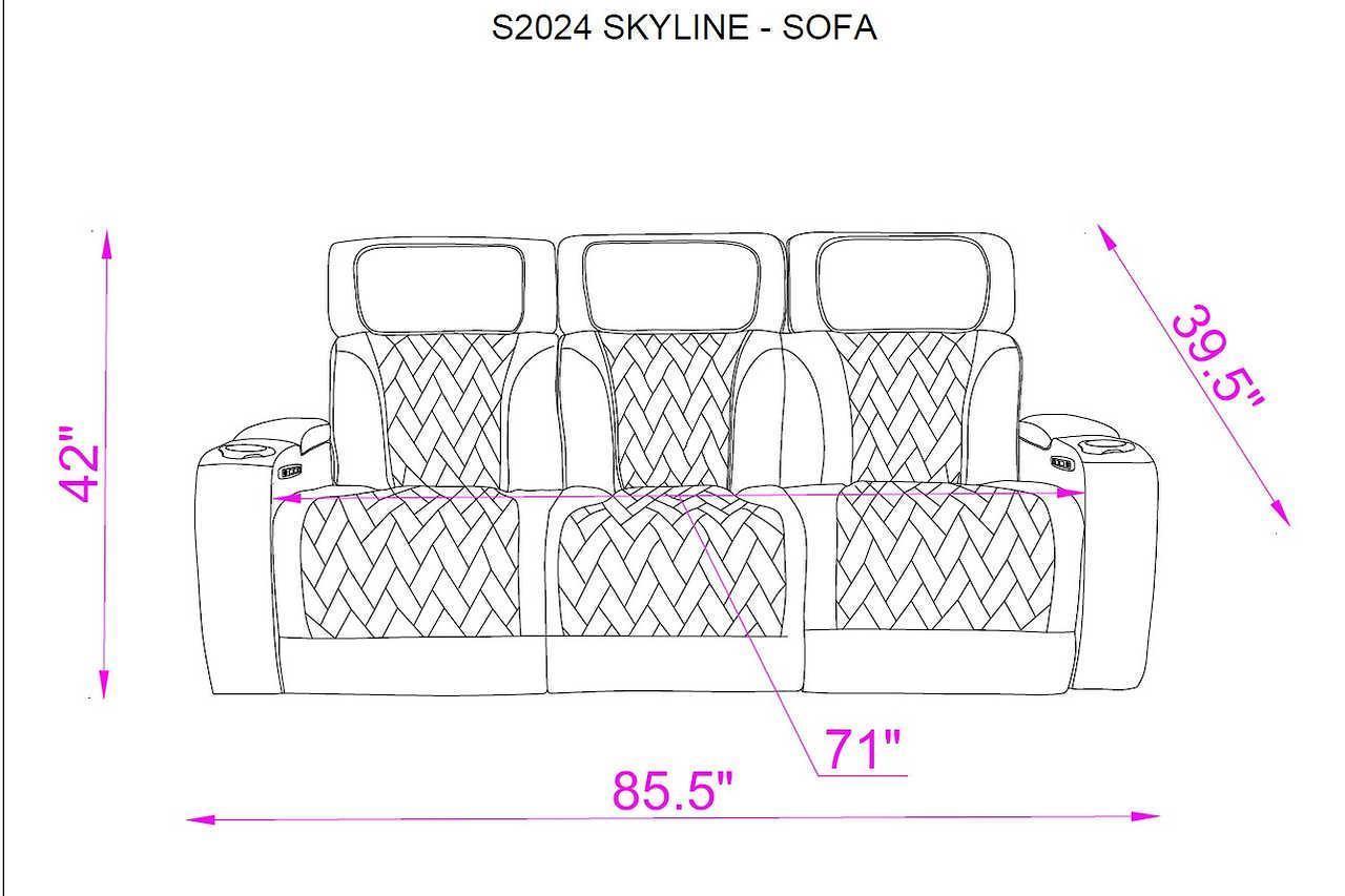 Skyline Black Leather 2-Piece Power Reclining Set