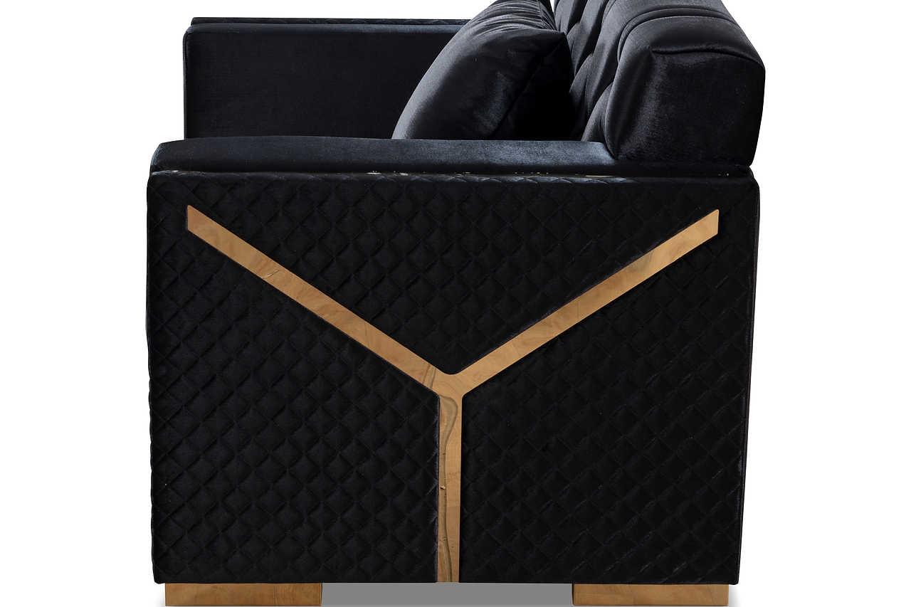 Hilena Black Velvet Living Room Set