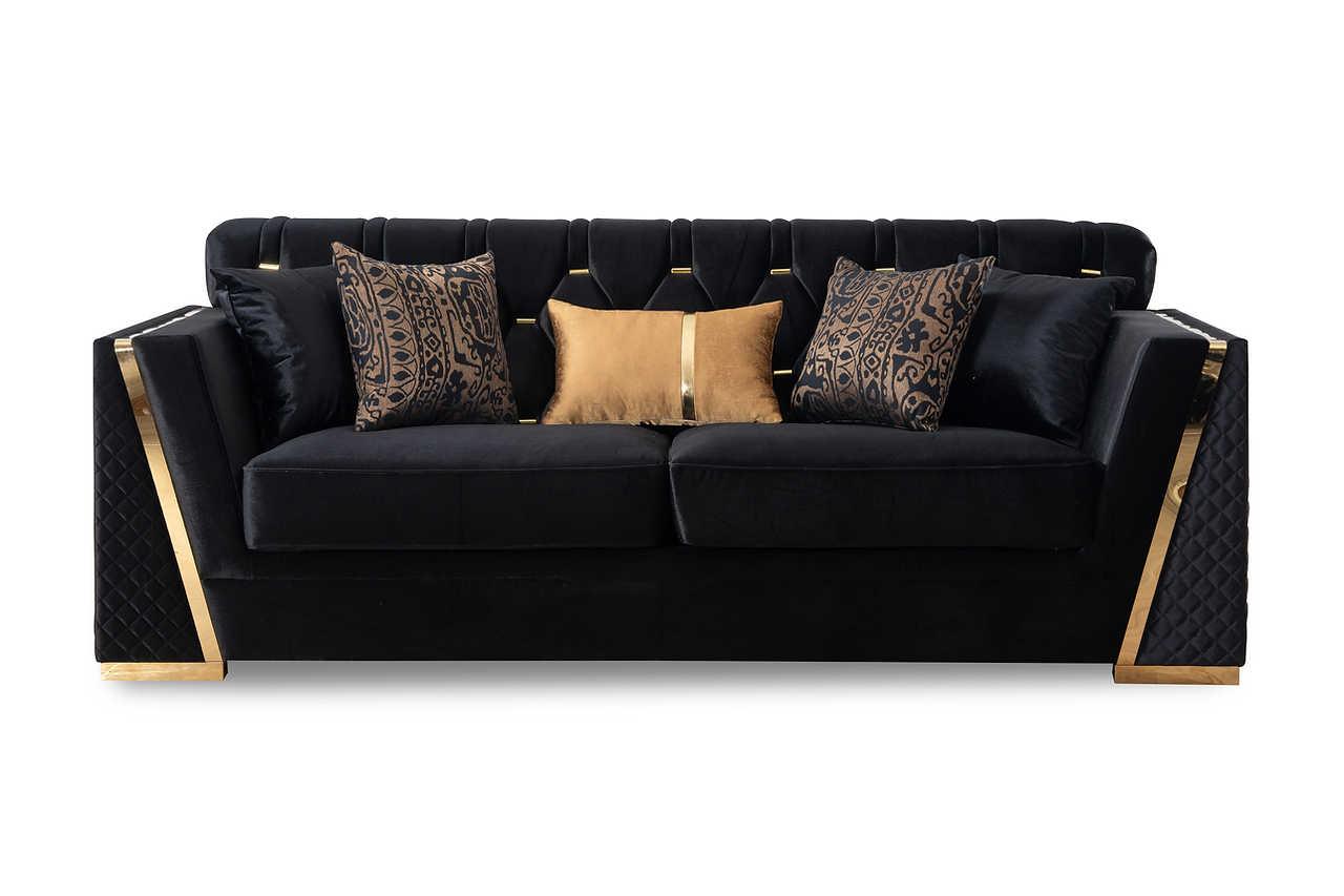 Hilena Black Velvet Living Room Set
