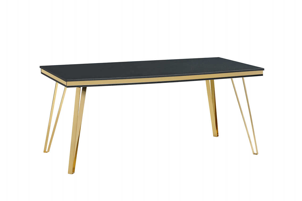 Midnight Black Gold Upholstered Dining Room Set