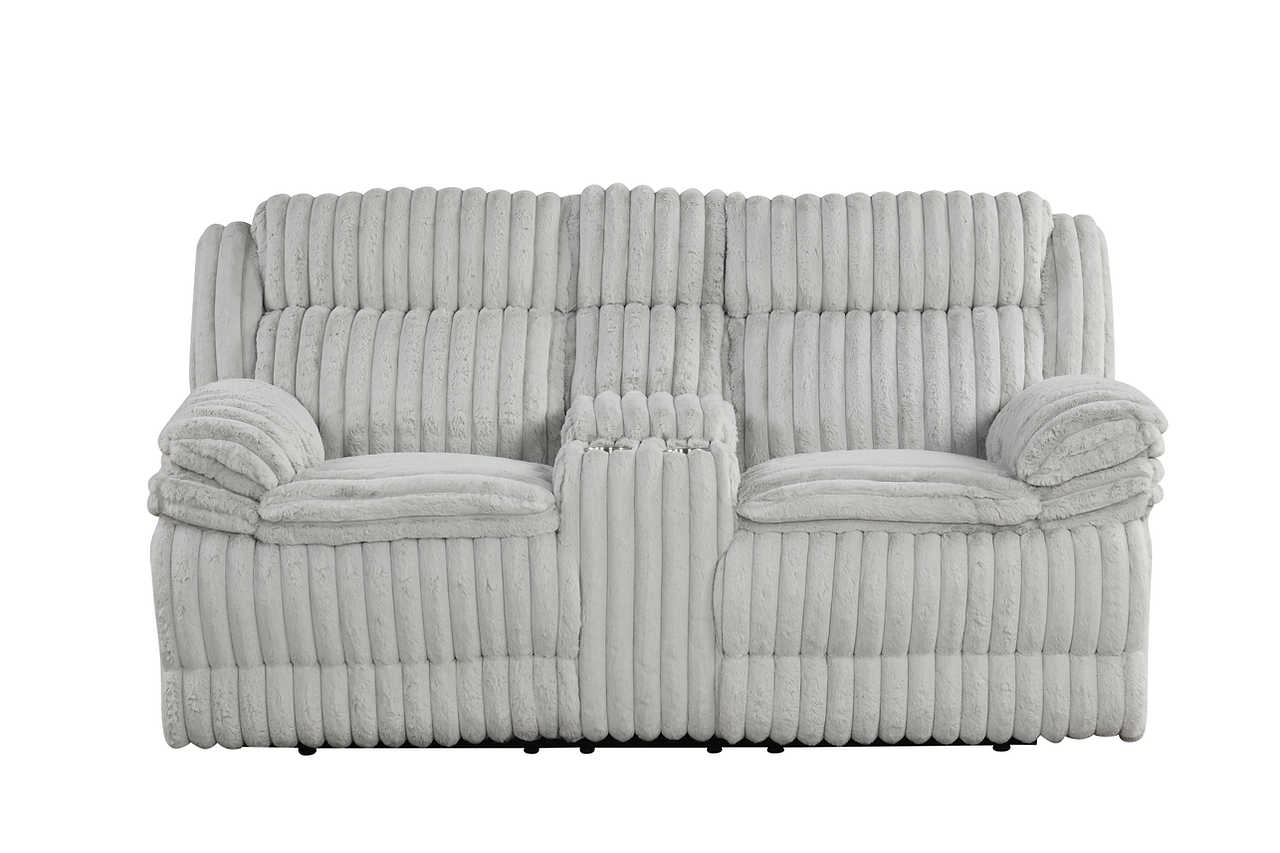 Mellow Grey Thick Stripe Fabric 3-Piece Reclining Set