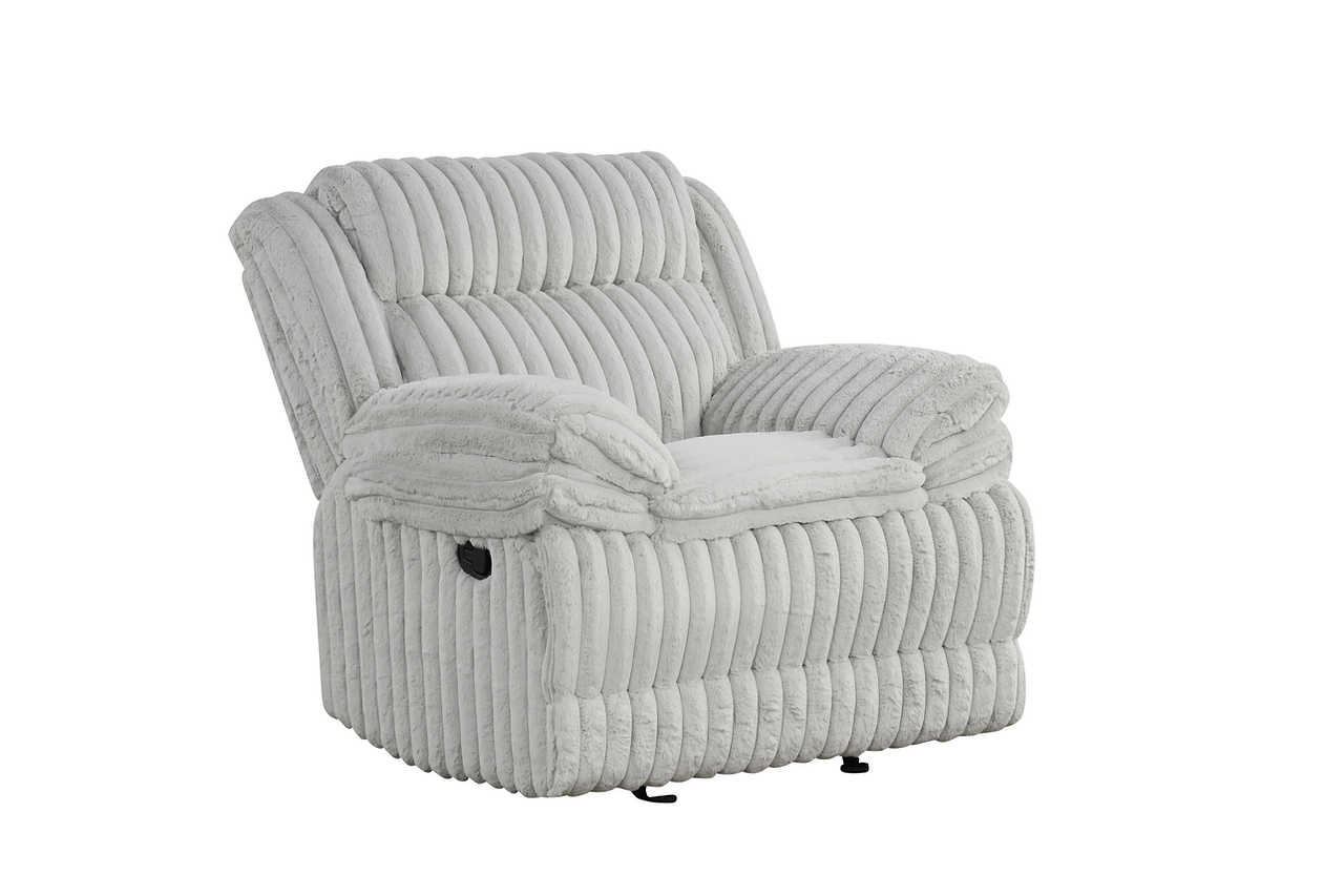 Mellow Grey Thick Stripe Fabric 3-Piece Reclining Set