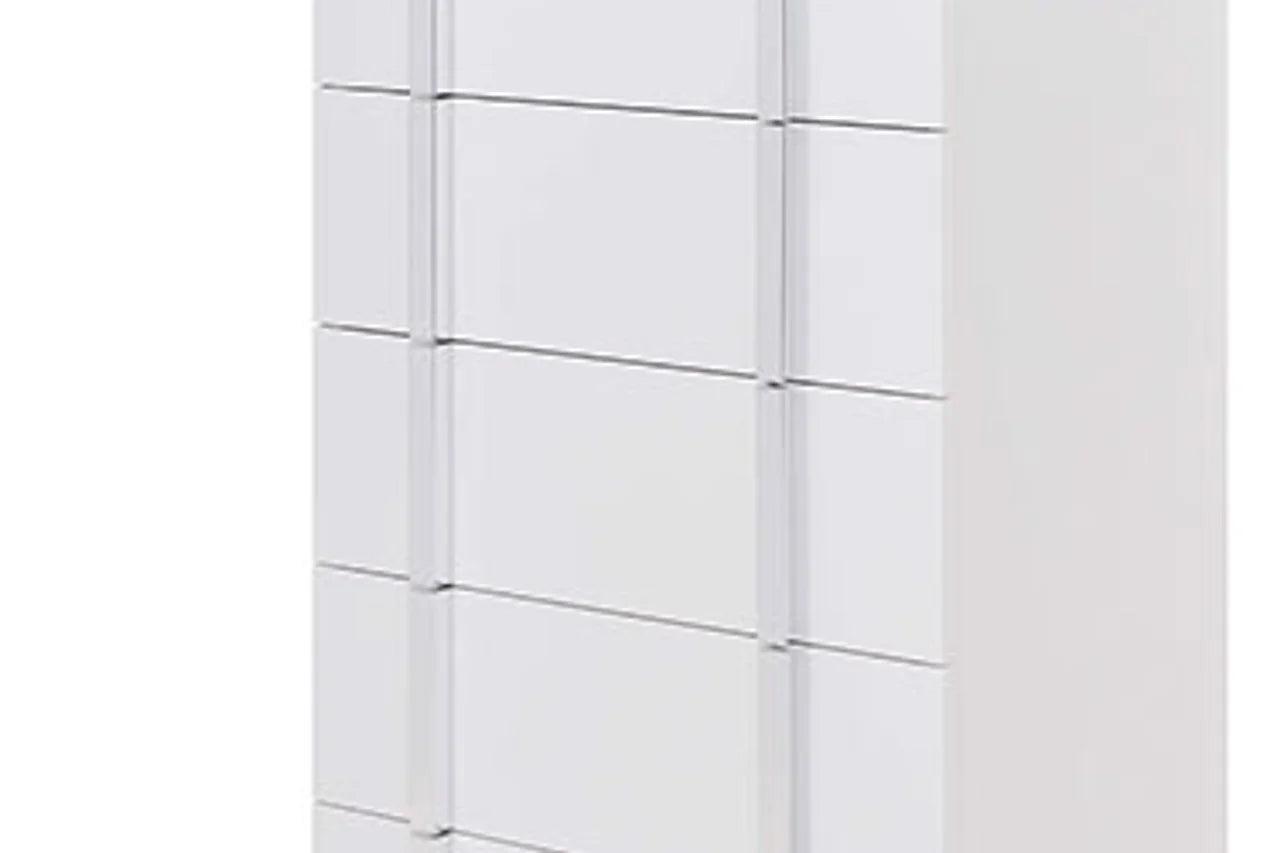 Antonella White Modern Contemporary High Gloss Lacquer Solid Wood 5-Drawers Chest - Ella Furniture