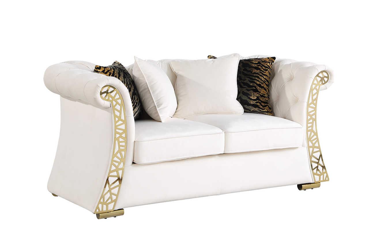 Curamo Cream Velvet Living Room Set