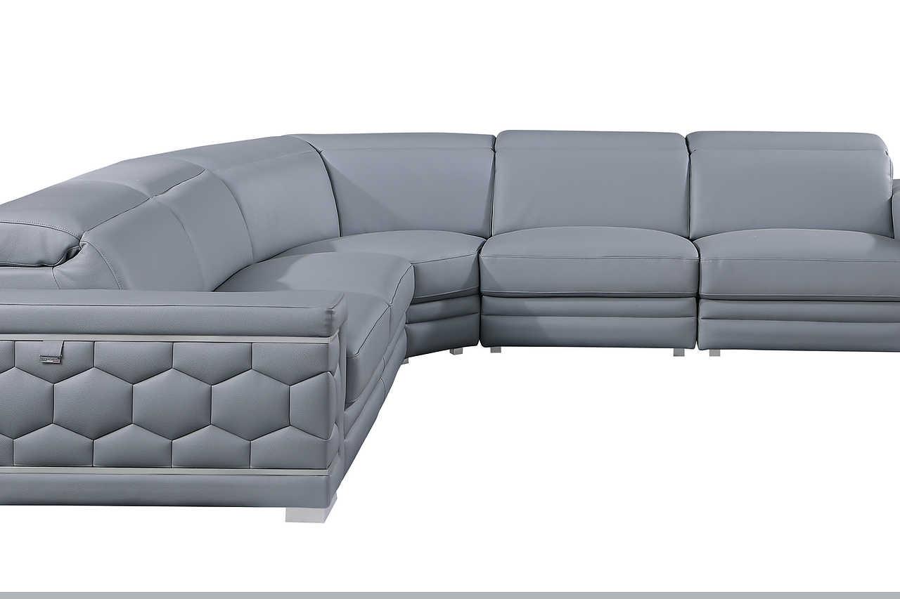 Favo Light Blue Leather Sectional