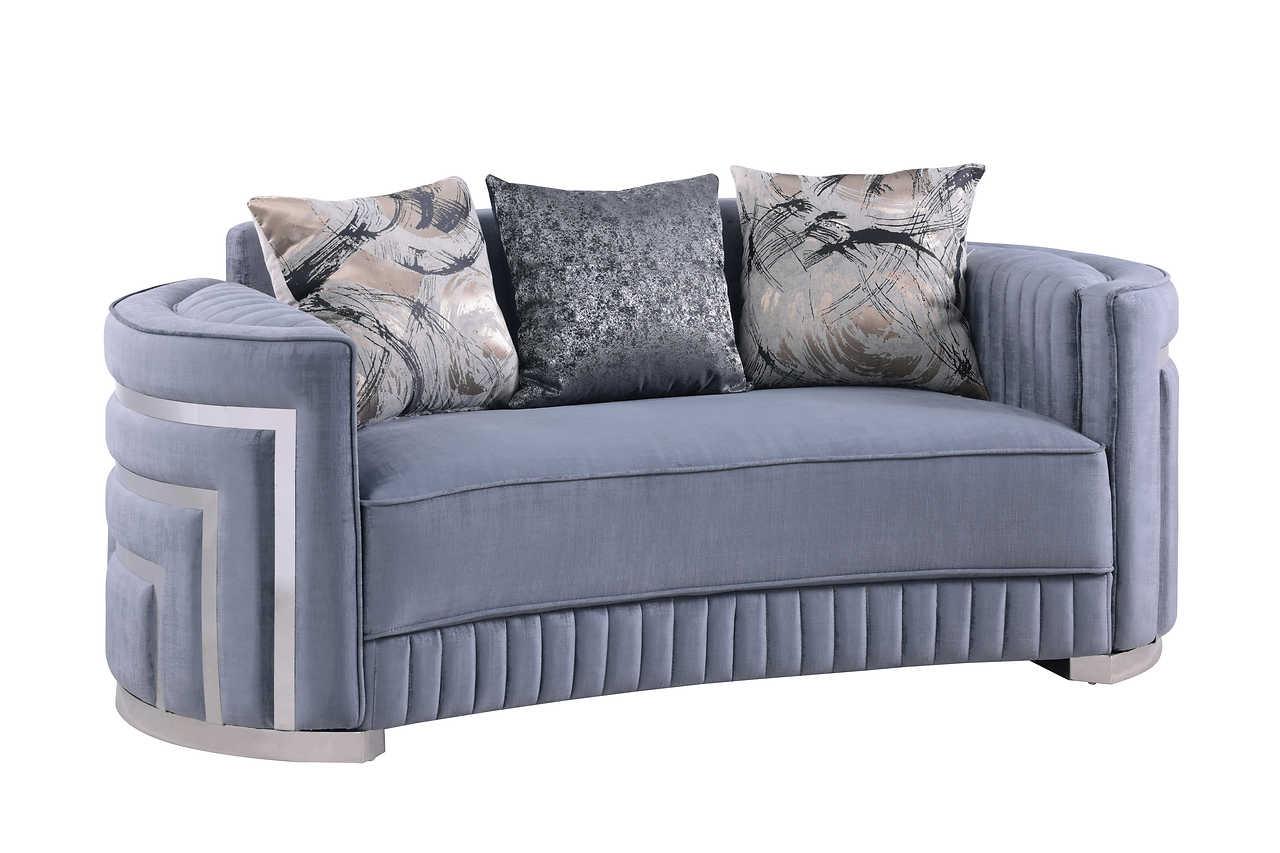 Minerva Grey Velvet Living Room Set