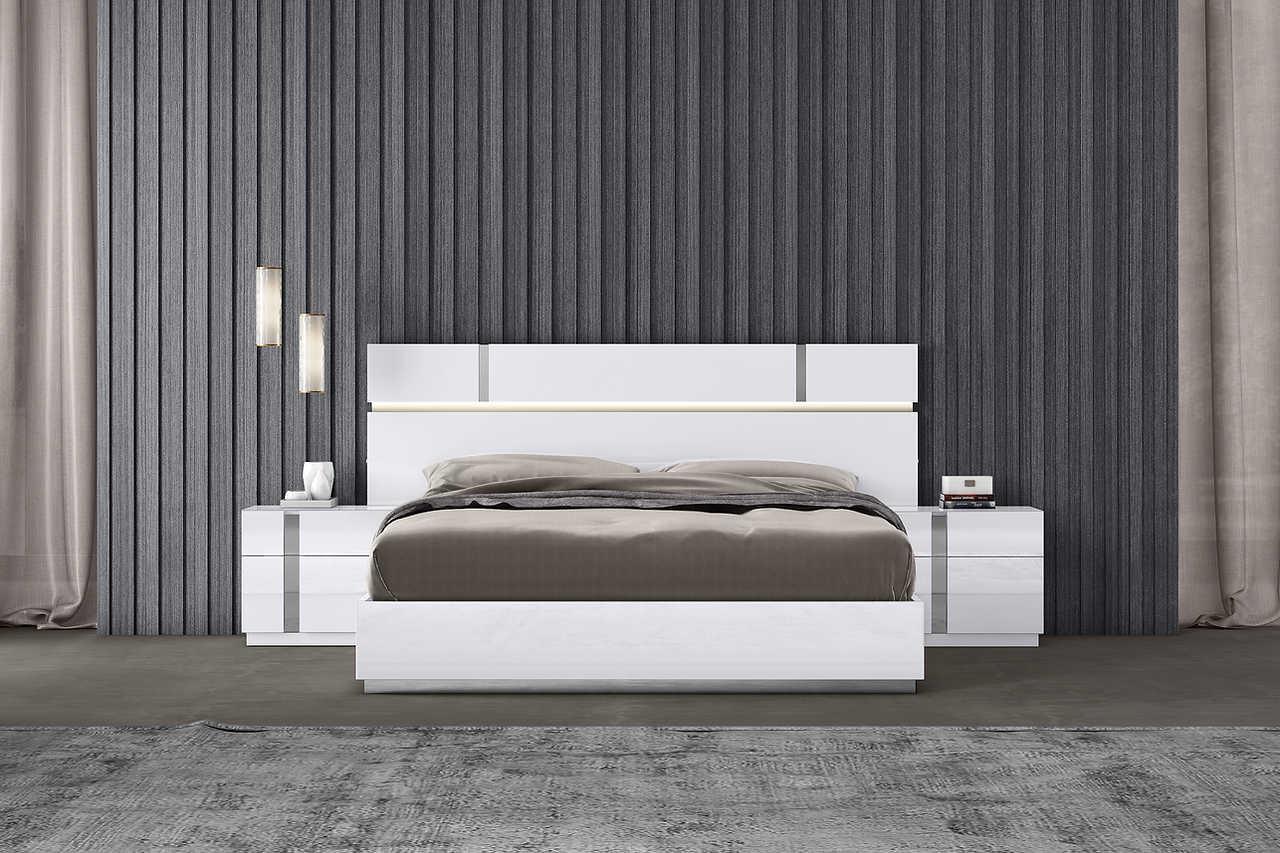 Chloe White Gloss Modern King Bed - Ella Furniture
