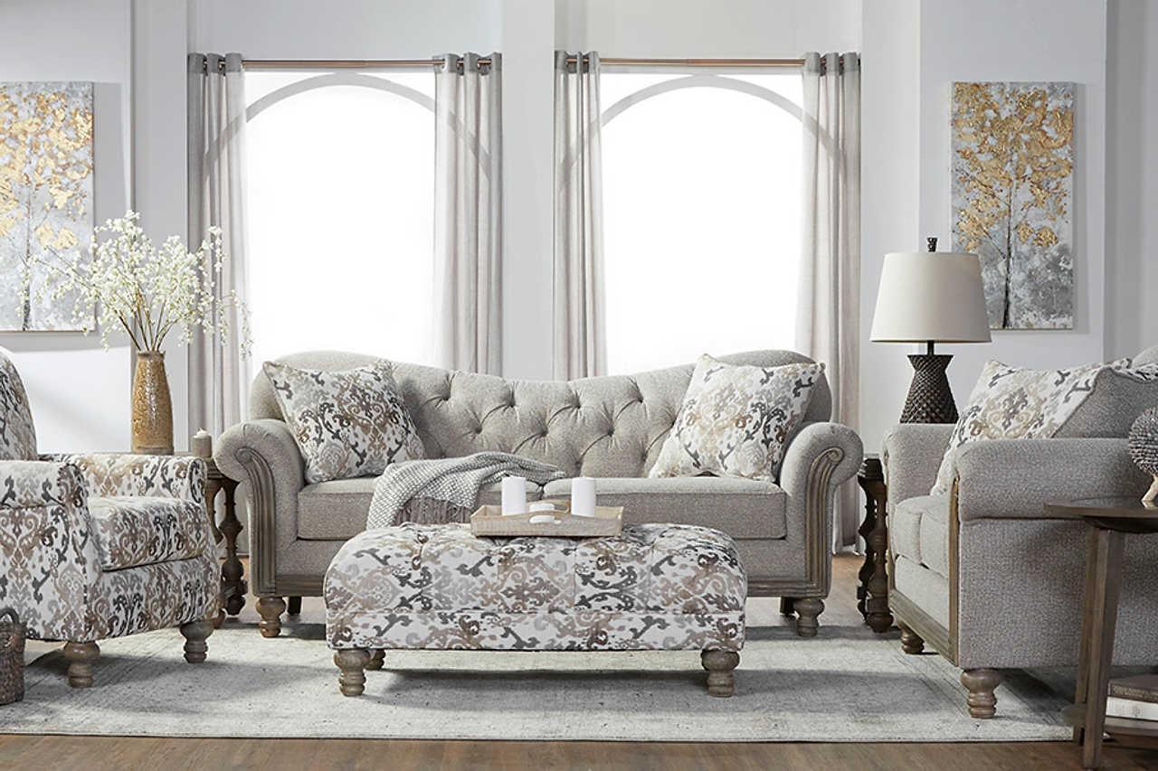 Sandstone Oyster Beige Modern Contemporary Wood, Engineered Wood Fabric Tufted Chair - Ella Furniture