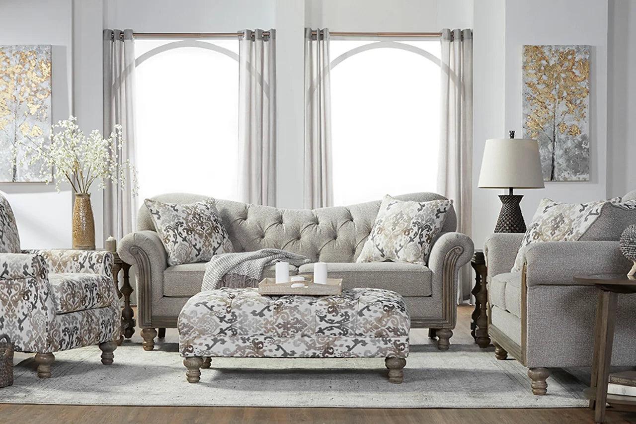 Sandstone Oyster Beige Modern Contemporary Wood, Engineered Wood Fabric Tufted Sofa - Ella Furniture