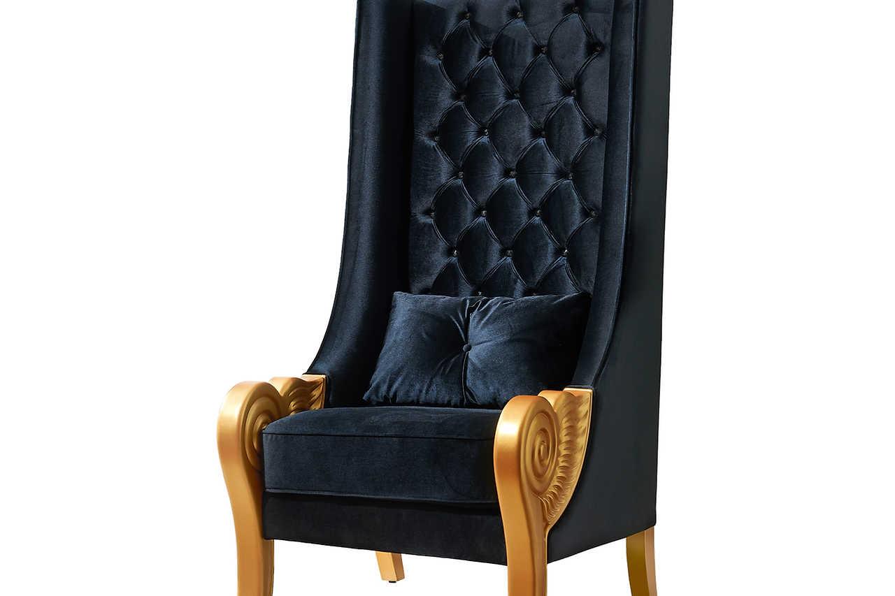 Throne Black 62.5" Tall Accent Chair