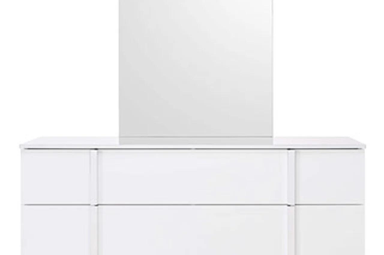 Antonella White Modern Contemporary High Gloss Lacquer Solid Wood LED Bedroom Set - Ella Furniture