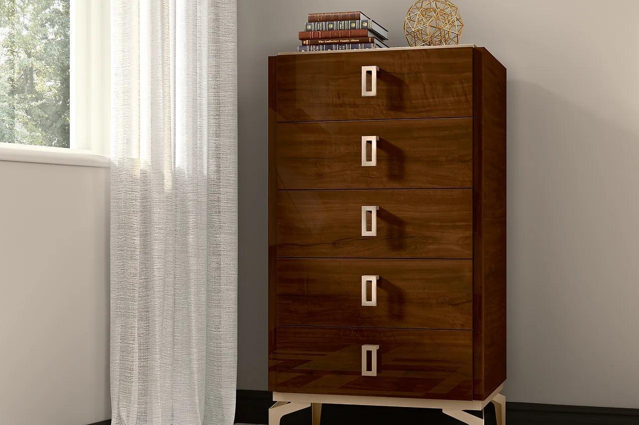 Eva Brown Modern Contemporary Solid Wood And Veneers 2-Drawers Nightstand - Ella Furniture