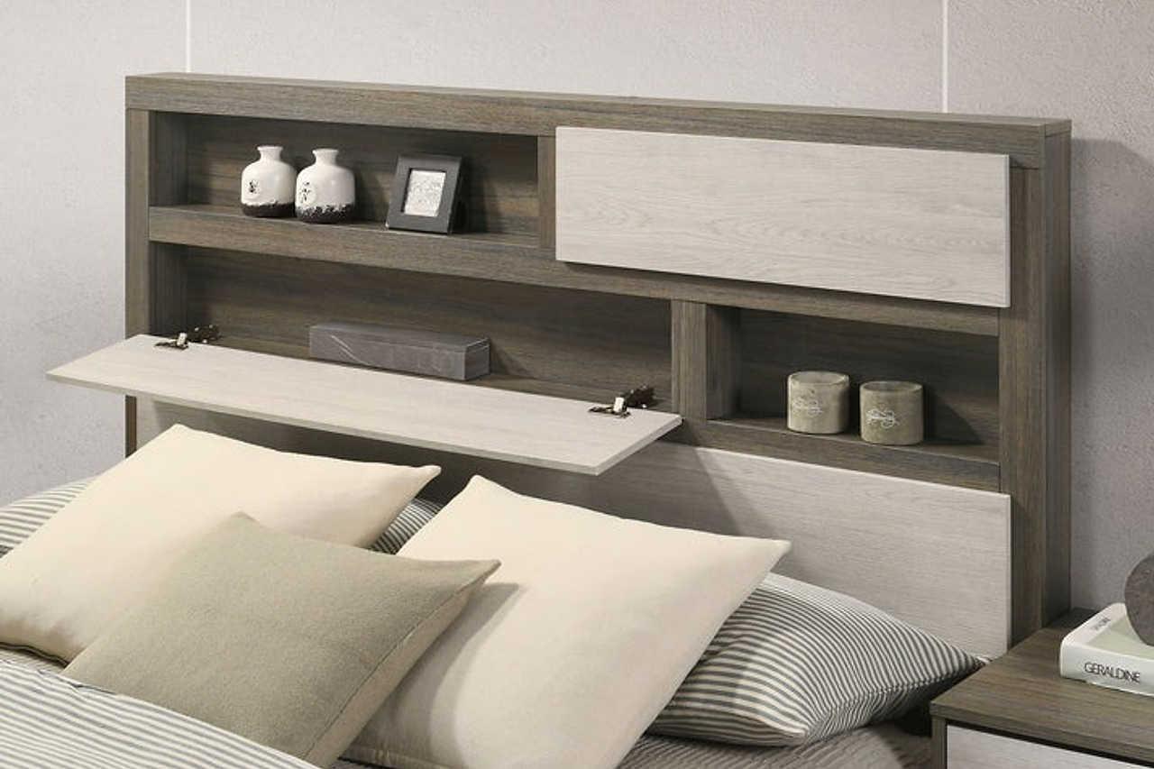 River Light Gray Bookcase Platform Bedroom Set