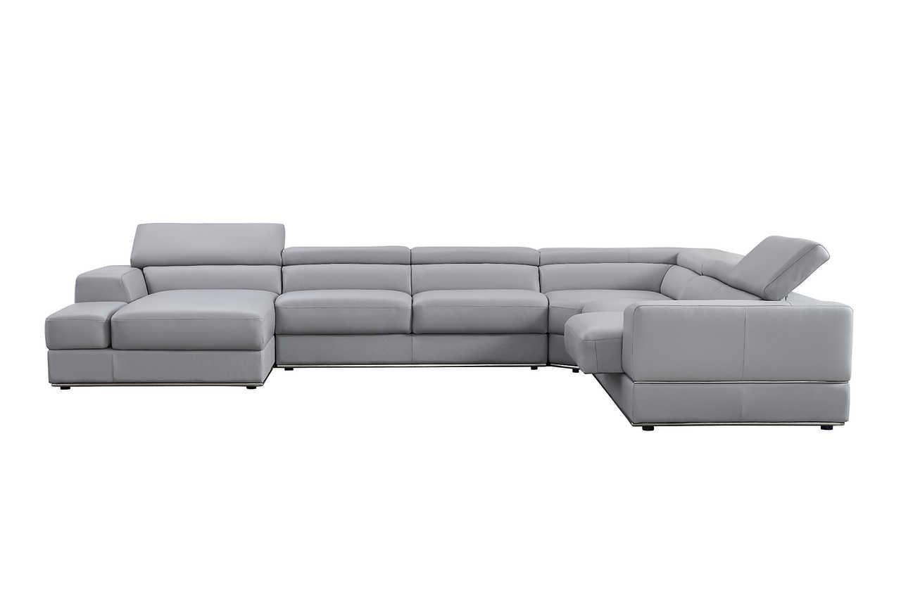 Pella Light Gray Leather LAF Sectional
