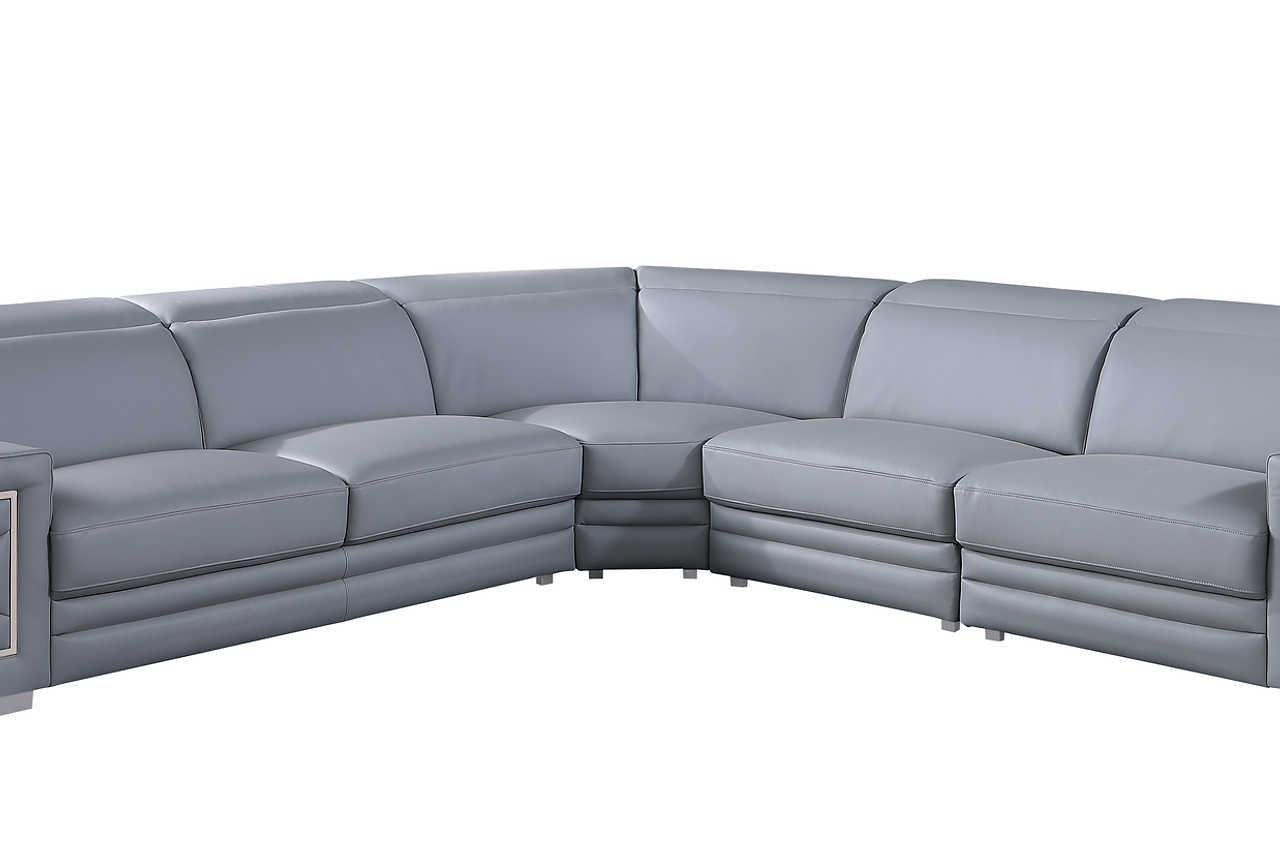 Favo Light Blue Leather Sectional