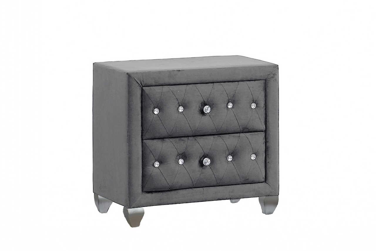 Divina Gray Upholstered Tufted Wingback Bedroom Set