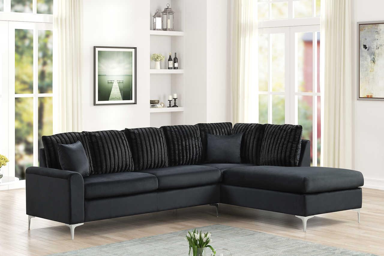Elina Black Velvet Sectional
