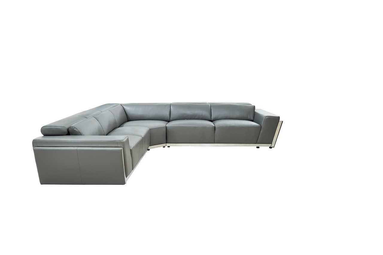Domo Grey Leather Sectional