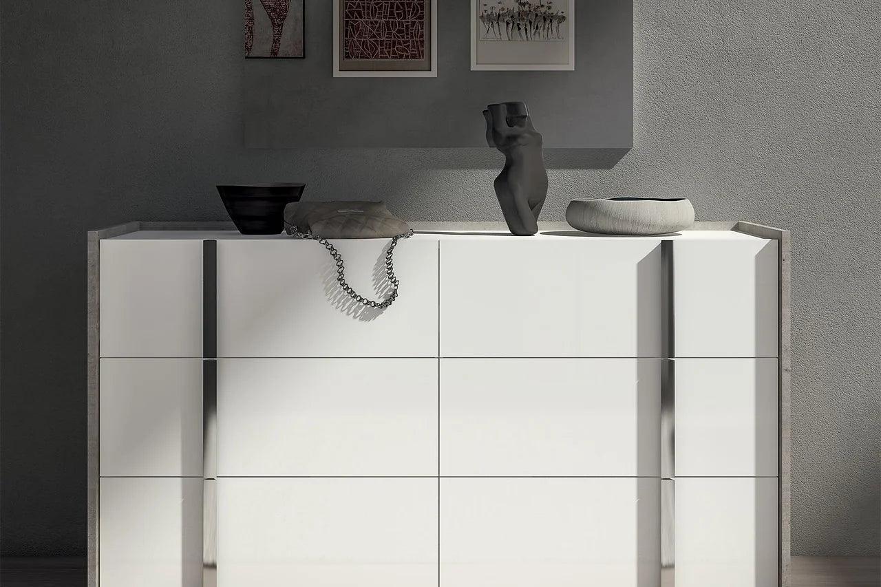 Treviso White Grey Stone Modern Contemporary Traditional Solid Wood Eco-Stone Bedroom Set - Ella Furniture