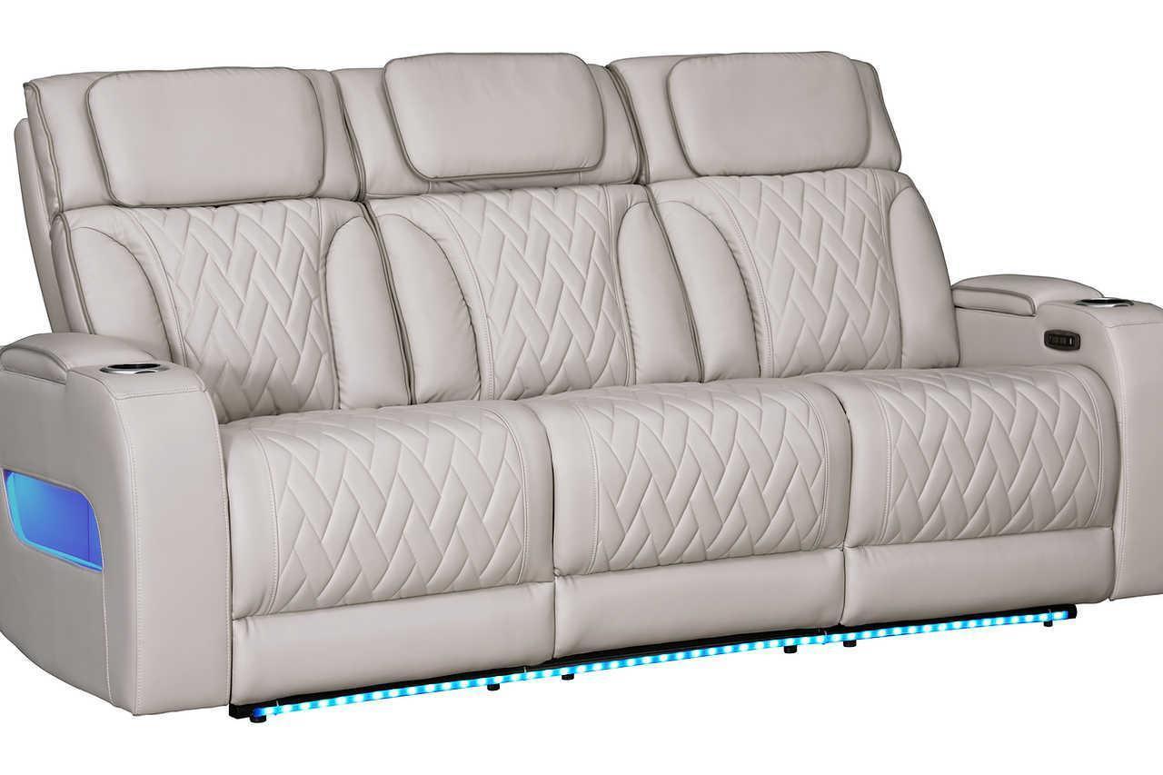 Skyline Beige Leather 3-Piece Power Reclining Set