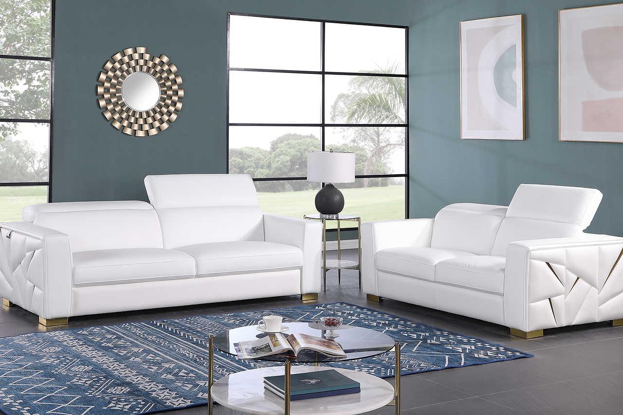 Astra White Leather Living Room Set