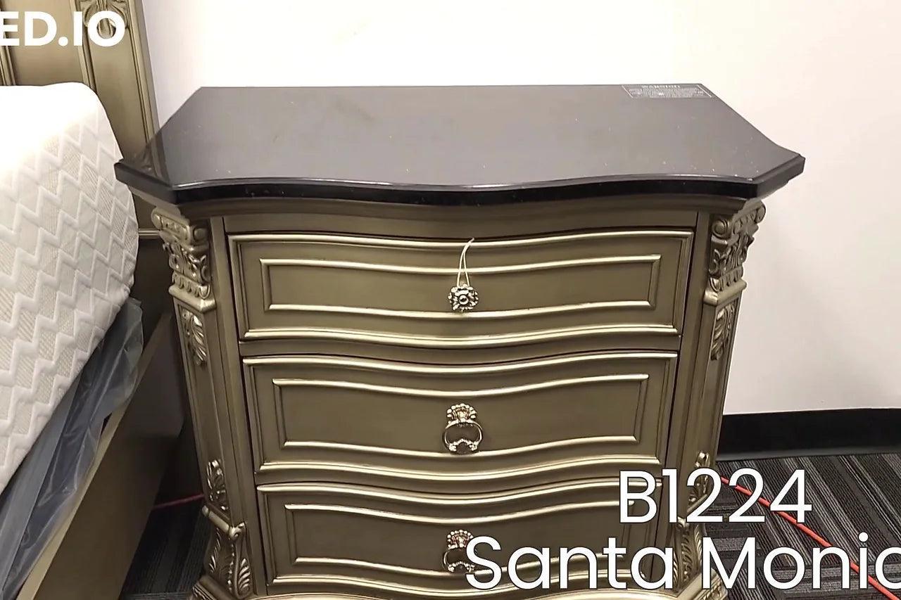 Santa Monica Antique Silver Modern Contemporary Solid Wood 5-Drawers Chest - Ella Furniture