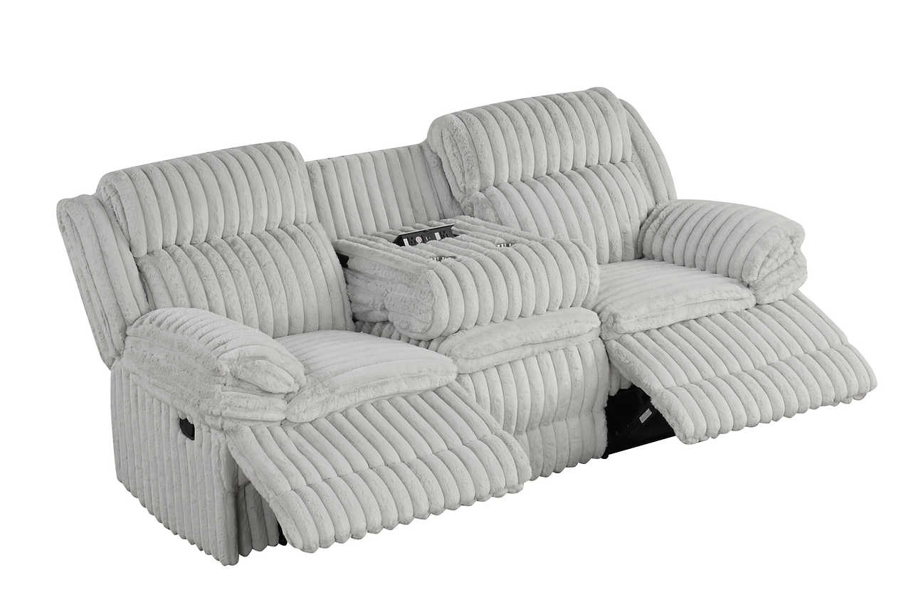 Mellow Grey Thick Stripe Fabric 3-Piece Reclining Set