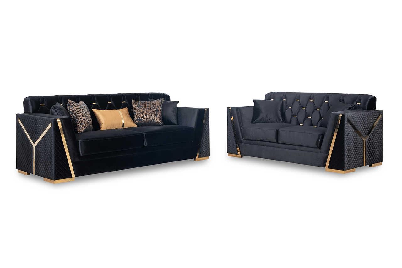 Hilena Black Velvet Living Room Set