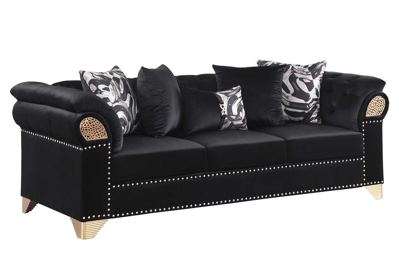 Emma Black Velvet Living Room Set