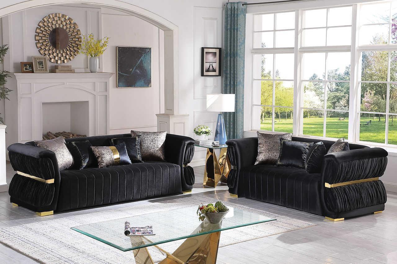 Anna Black 2-Piece Living Room Set