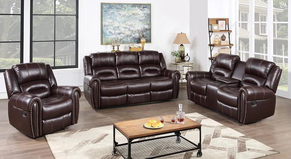 Houston Brown Modern Contemporary Wood, Engineered Wood Faux Leather Upholstered Sofa - Ella Furniture