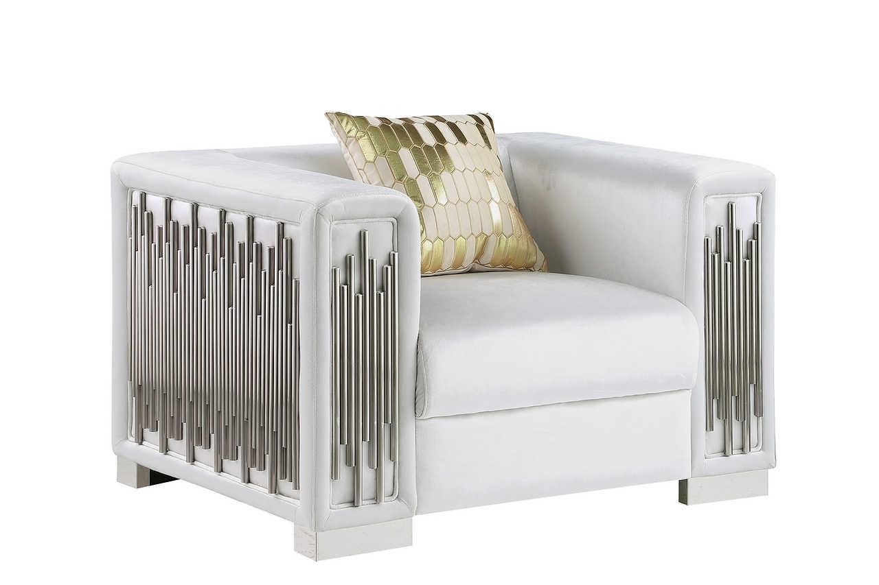 Token White Modern Velvet Chair - Ella Furniture