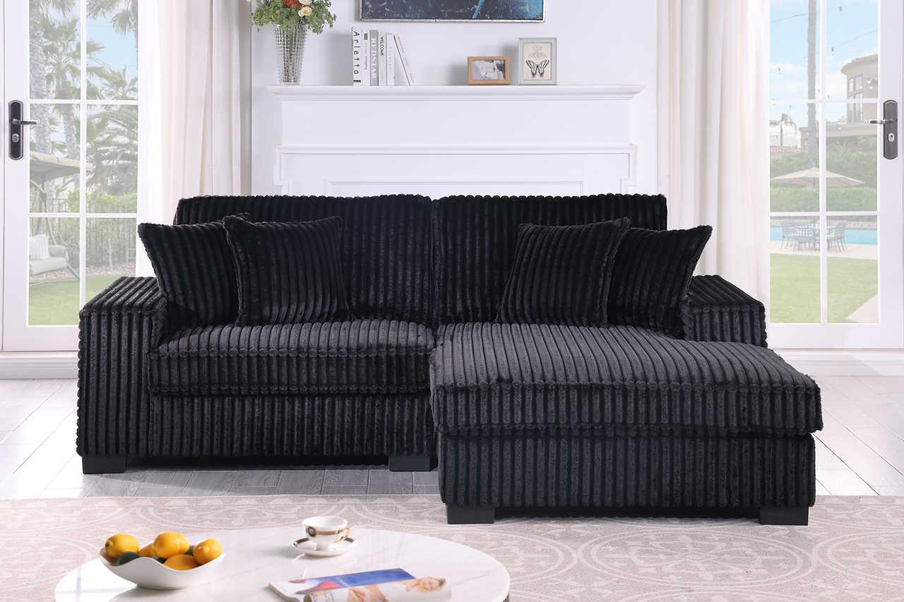 Comfy II Black Velvet 2-Piece Sectional
