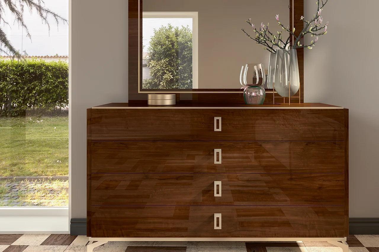 Eva Dark Cherry LED Italian Bedroom Set
