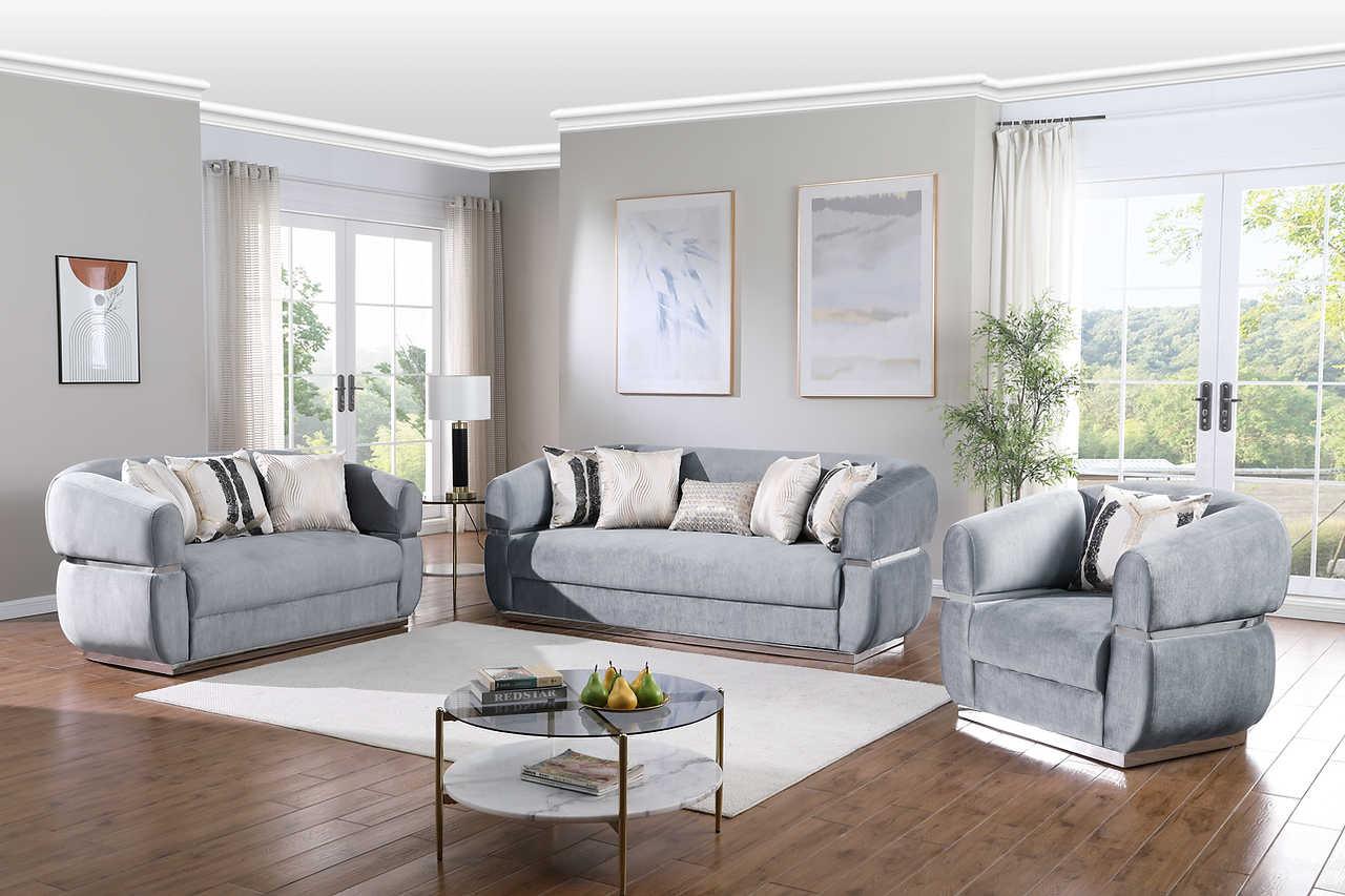 Carmela Grey Velvet Living Room Set