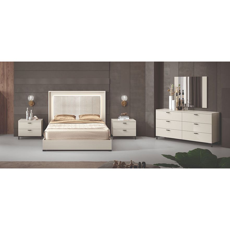 Carina Italian High Gloss Pearl Finish Bedroom Set with Soft Closing Drawers - 4 Pieces from Ella Furniture