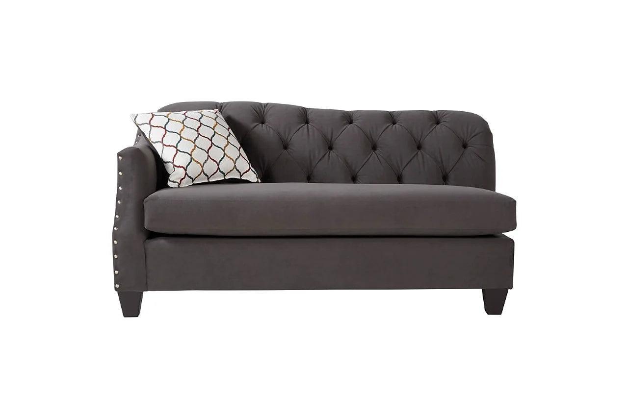 Bing Ash Grey Modern Contemporary Wood, Engineered Wood Fabric Upholstered Tufted Loveseat - Ella Furniture