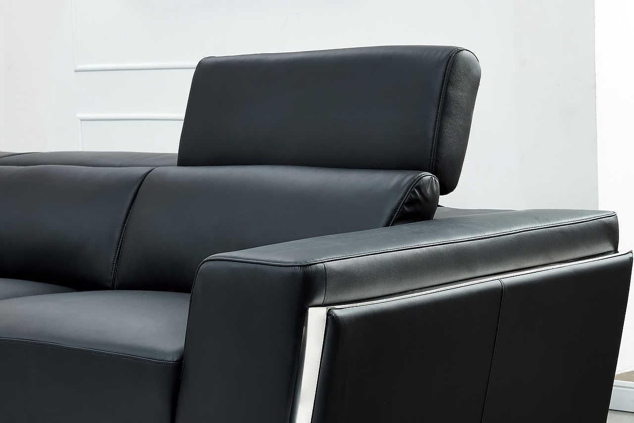 Domo Black Leather Sectional