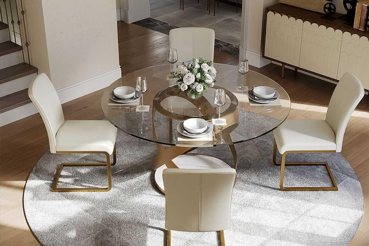 Sami 51" Glass Top Table